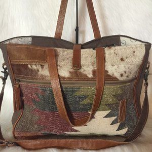 NEW Myra Crusader Weekender Bag Strap Cow Aztec